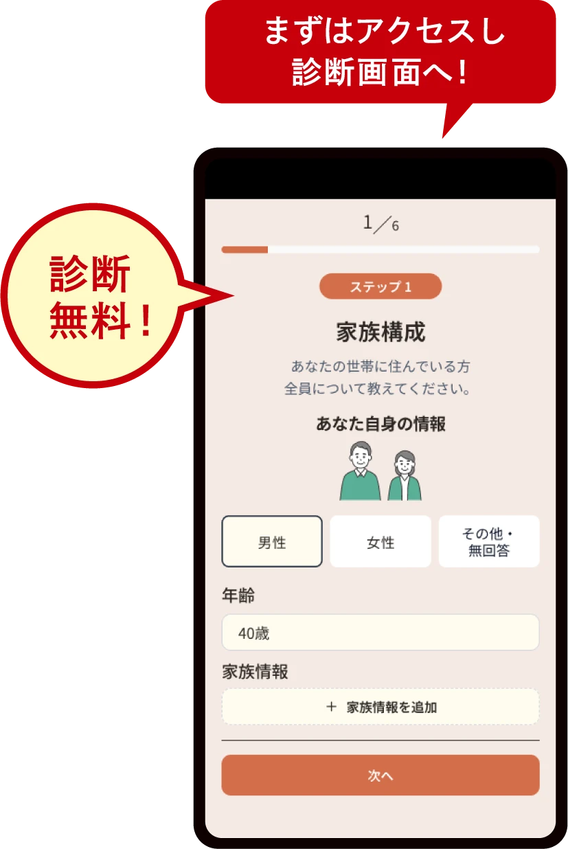 まずはアクセスし診断画面へ！