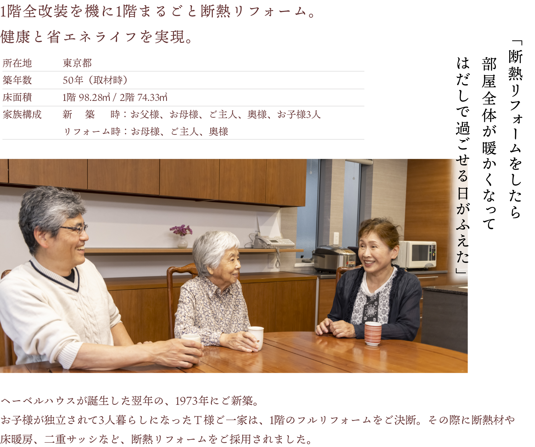 1階全改装を機に1階まるごと断熱リフォーム。健康と省エネライフを実現。