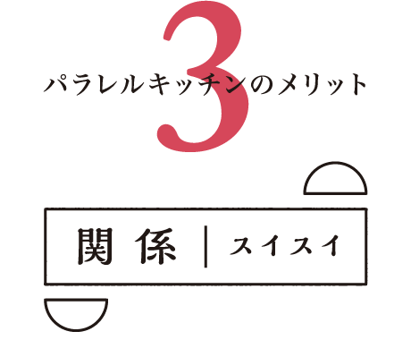 パラレルキッチンのメリット3 関係スイスイ