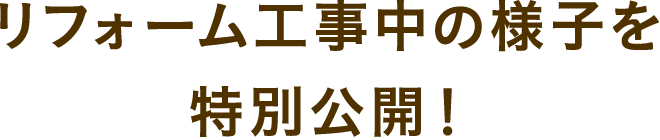 リフォーム工事中の様子を特別公開!