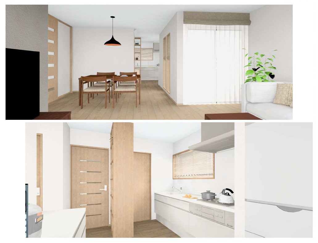 内観パース（リフォーム完成後イメージ）※家具・家電・観葉植物等は販売価格には含まれておりません。